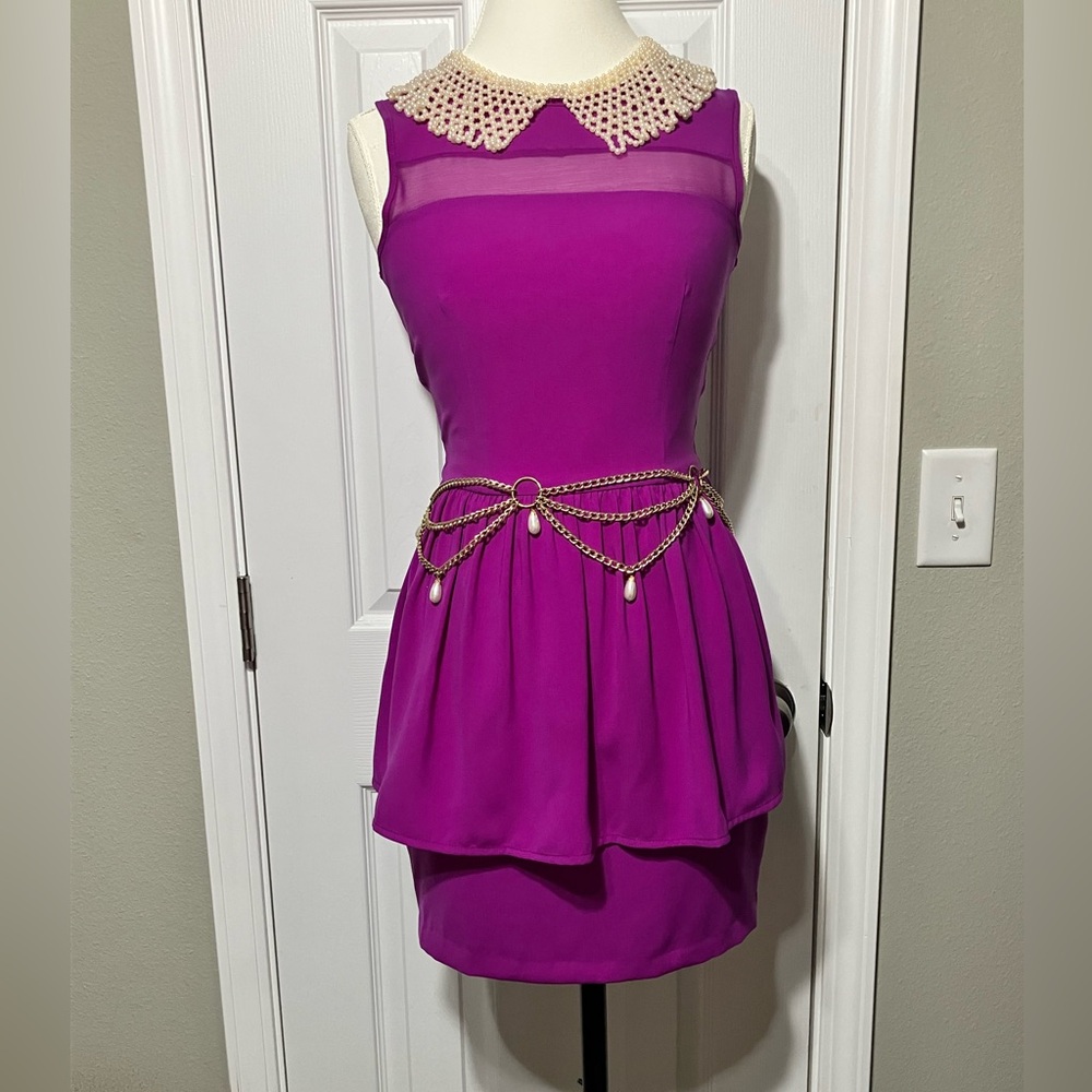 EUC Elegant Purple Peplum Dress